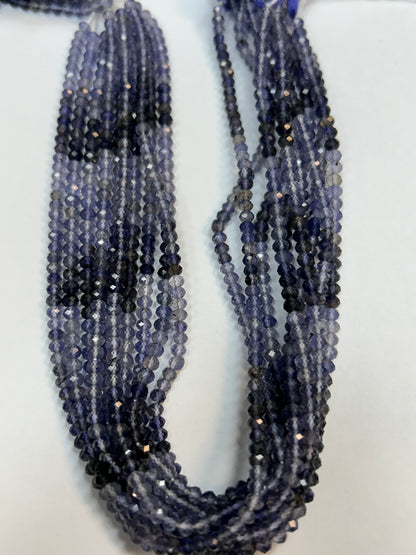 Iolite Natural Faceted Roundelle 3-4mm