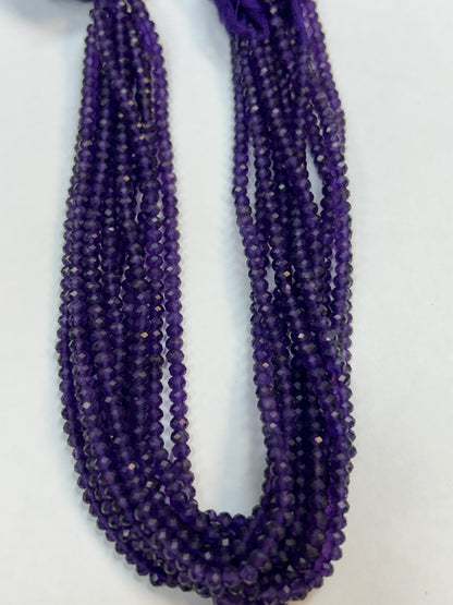 Amethyst Natural Faceted Roundelle 3-4mm