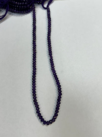 Amethyst Natural Faceted Roundelle 3-4mm