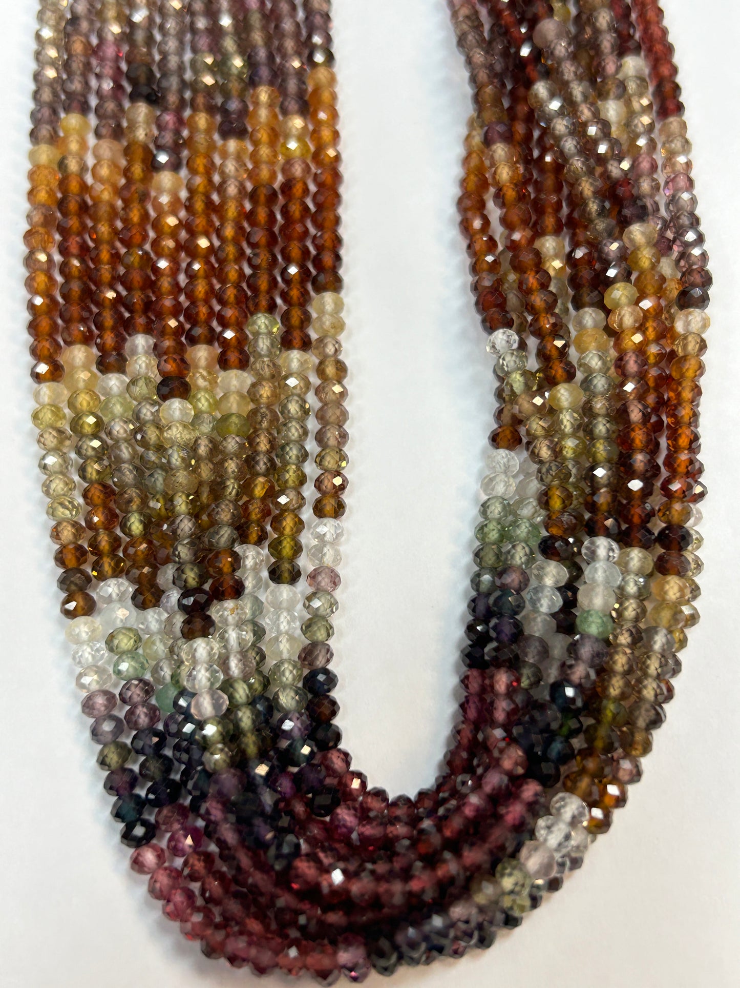 Sapphire, Multi Tundra Sapphire Faceted Roundelle 3-4mm