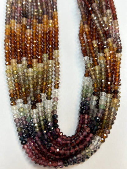 Sapphire, Multi Tundra Sapphire Faceted Roundelle 3-4mm