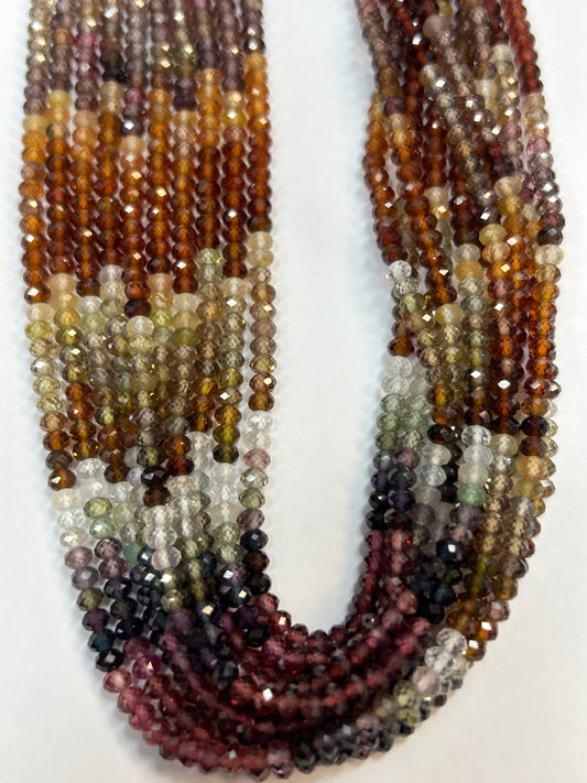 Sapphire, Multi Tundra Sapphire Faceted Roundelle 3-4mm