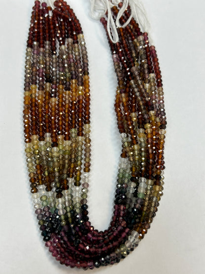 Sapphire, Multi Tundra Sapphire Faceted Roundelle 3-4mm