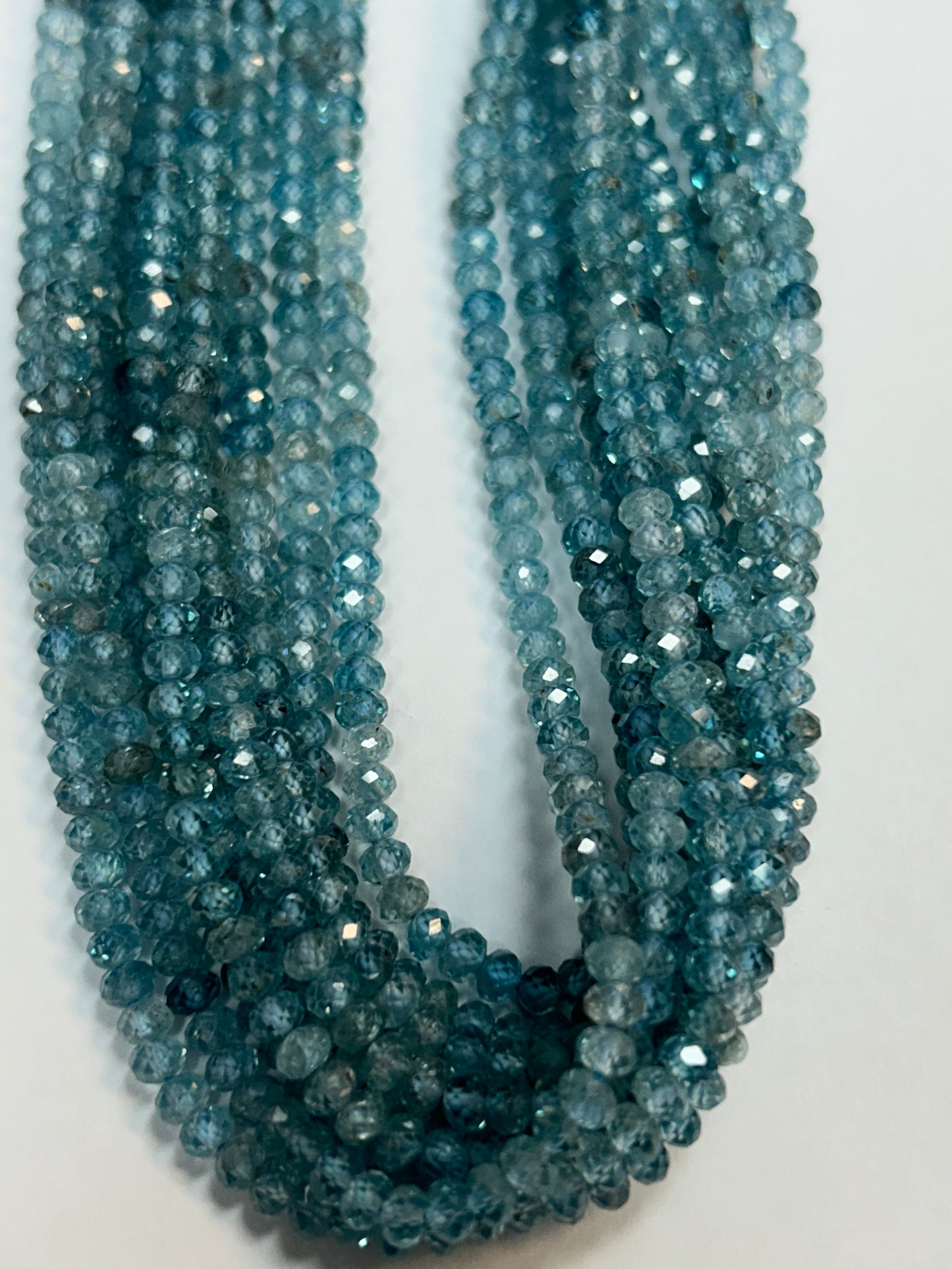Zircon Blue Natural Faceted Roundelle 3-4mm