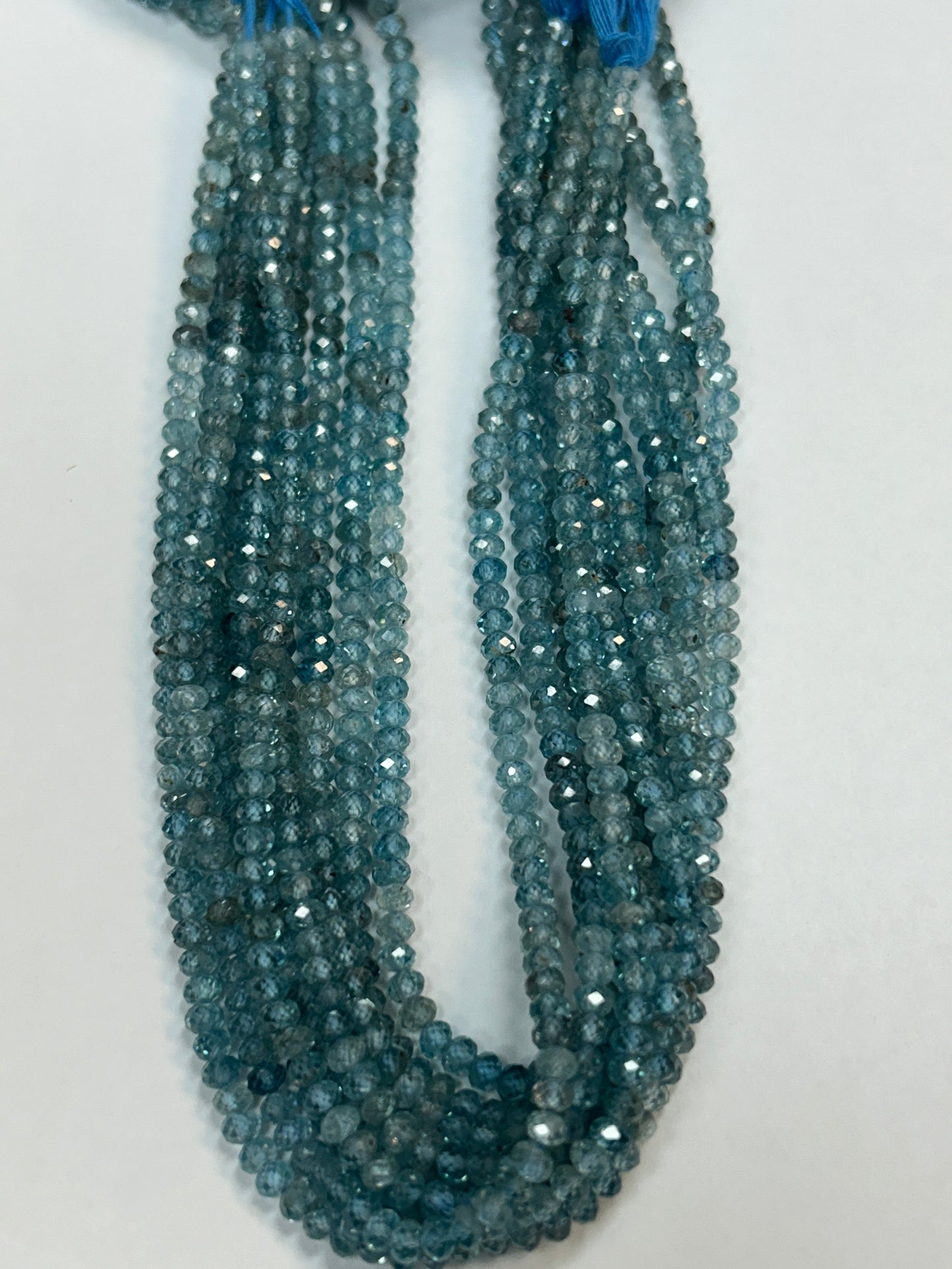 Zircon Blue Natural Faceted Roundelle 3-4mm