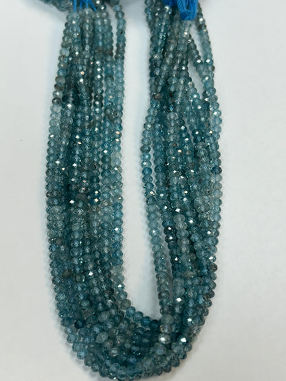 Zircon Blue Natural Faceted Roundelle 3-4mm