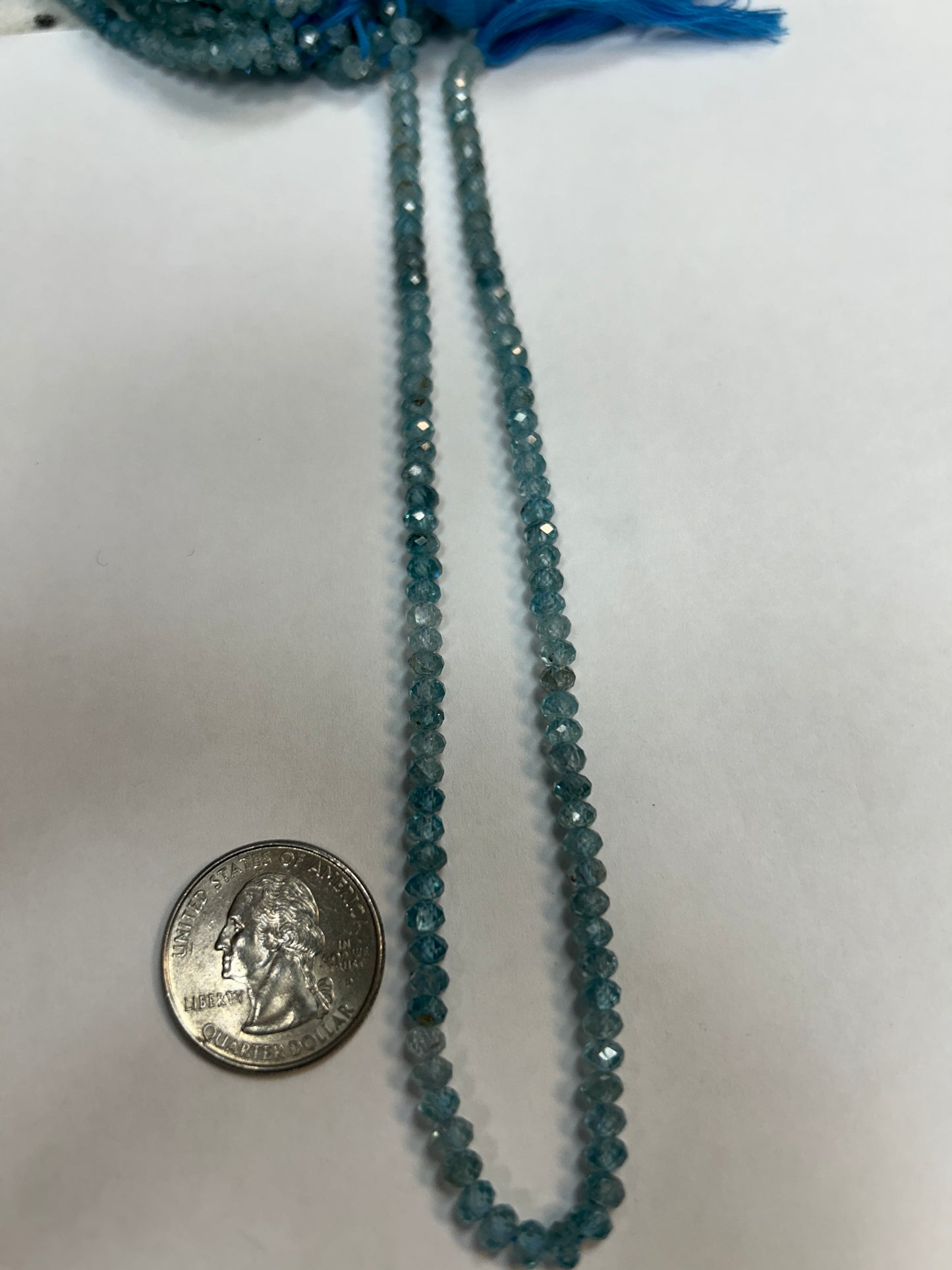Zircon Blue Natural Faceted Roundelle 3-4mm