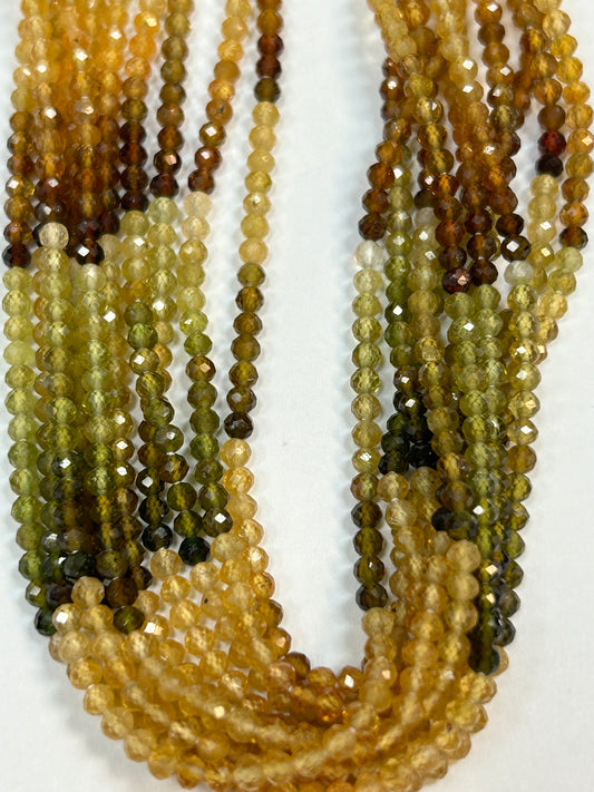 Tourmaline, Yellow Tourmaline Multi Faceted Round 3mm