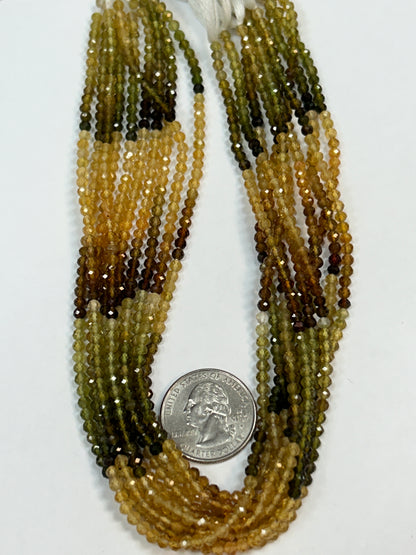 Tourmaline, Yellow Tourmaline Multi Faceted Round 3mm