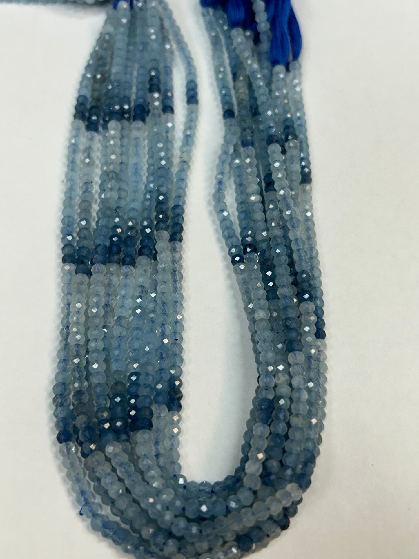 Aquamarine, Multi Aqumarine Faceted Roundelle 3-4mm