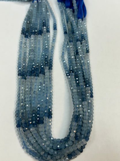 Aquamarine, Multi Aqumarine Faceted Roundelle 3-4mm