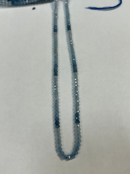 Aquamarine, Multi Aqumarine Faceted Roundelle 3-4mm