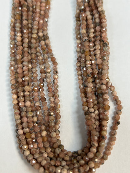 Rhodochrosite Natural Faceted Round 3-4mm