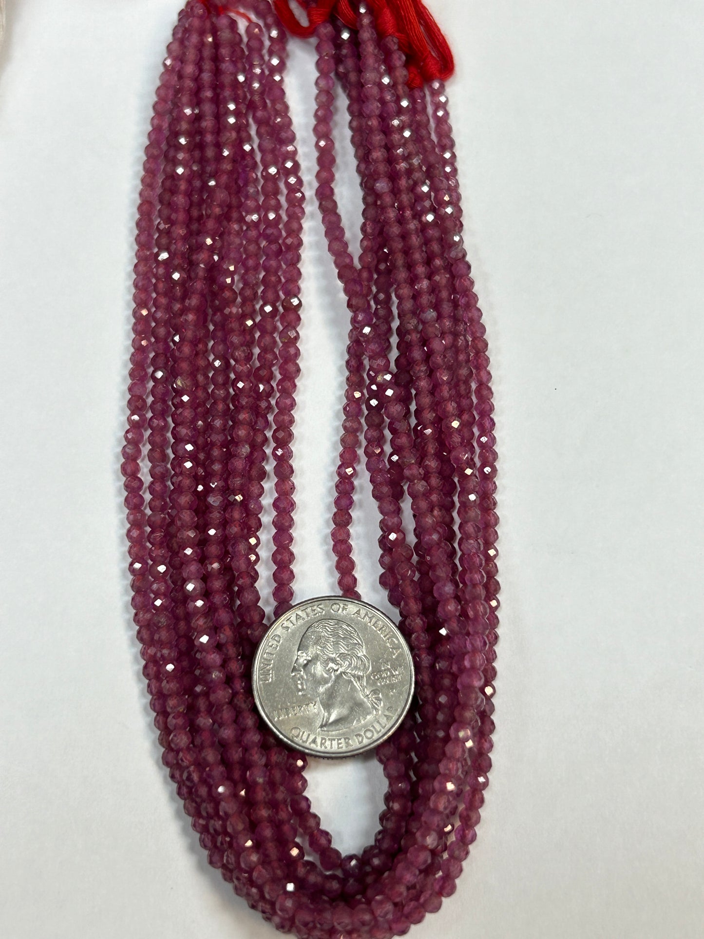 Ruby Glassfilled Faceted Round 3-4mm