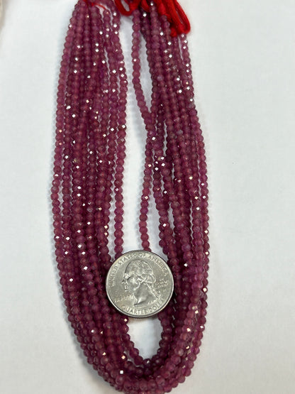 Ruby Glassfilled Faceted Round 3-4mm