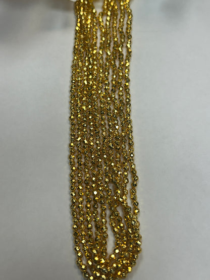 PYRITE COATED ROUND FACETED 3-4MM