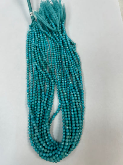 TURQUOISE BEADS ROUND FACETED 3-4MM
