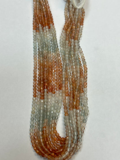 SUNSTONE, MULTI SUNSTONE ROUND FACETED 3-4MM