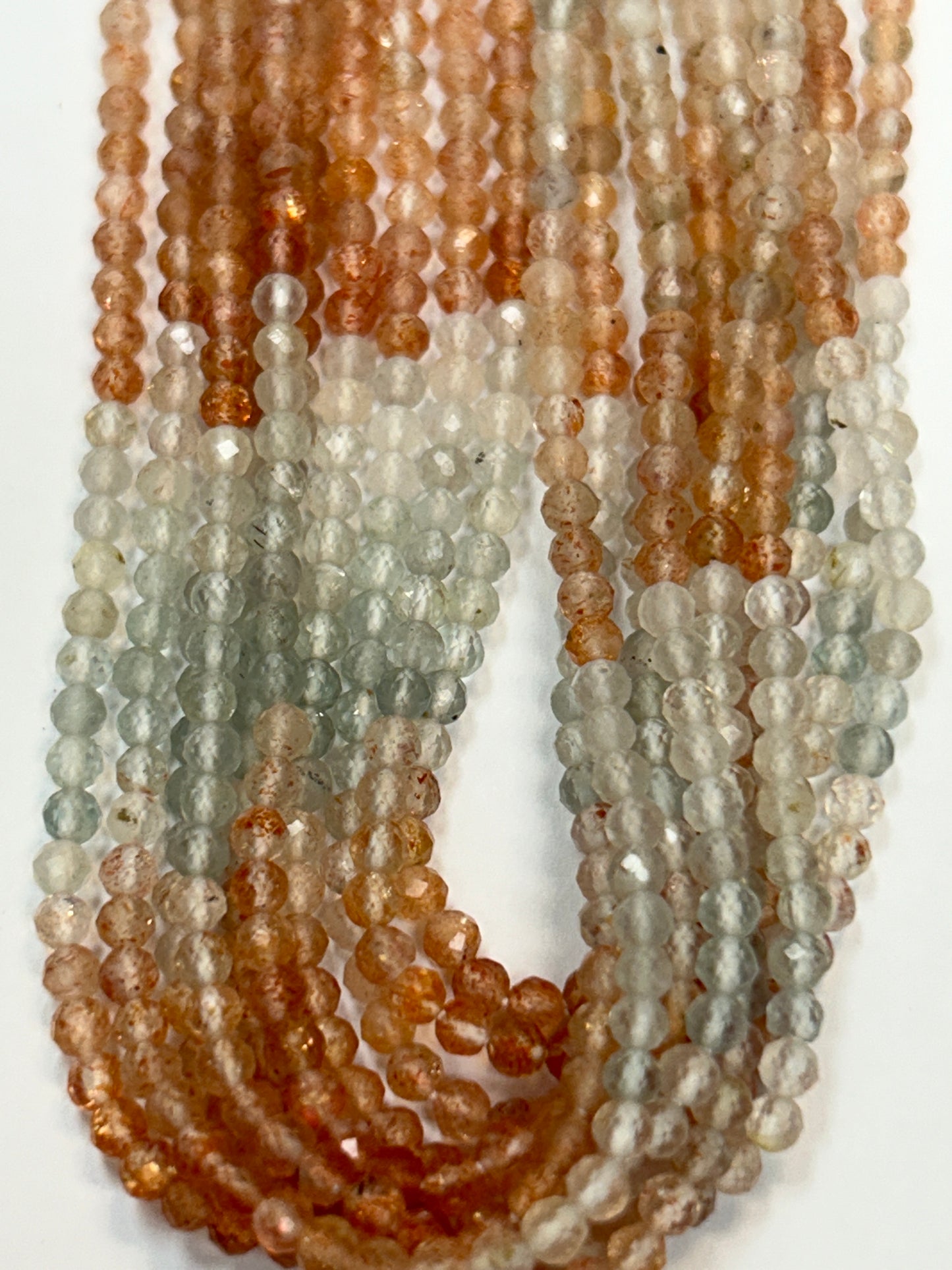 SUNSTONE, MULTI SUNSTONE ROUND FACETED 3-4MM