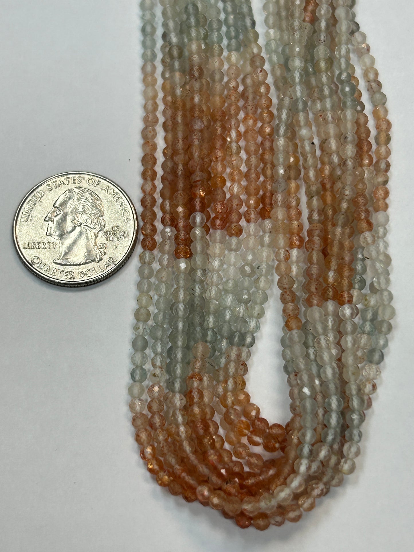 SUNSTONE, MULTI SUNSTONE ROUND FACETED 3-4MM