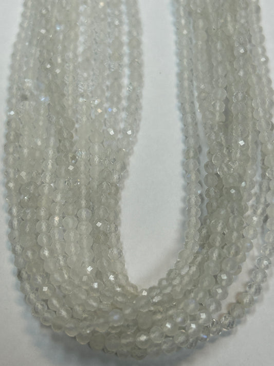 Moonstone, RAINBOW MOONSTONE ROUND FACETED 3-4MM