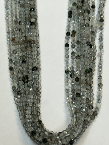 GREEN ROUTILATED QUARTZ ROUND FACETED 2-3mm