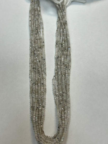 Moonstone, RAINBOW MOONSTONE ROUND FACETED 2-3mm
