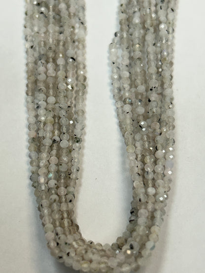 Moonstone, RAINBOW MOONSTONE ROUND FACETED 2-3mm