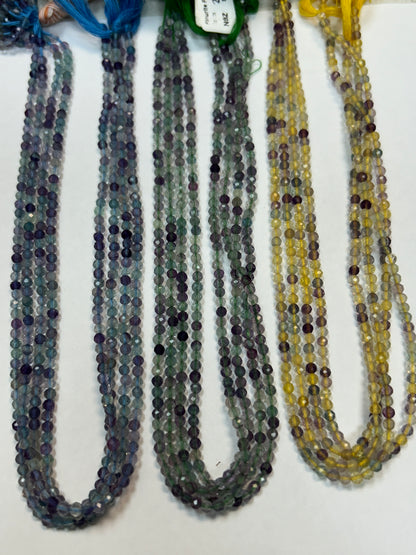 FLOURITE ROUND FACETED 3-4MM
