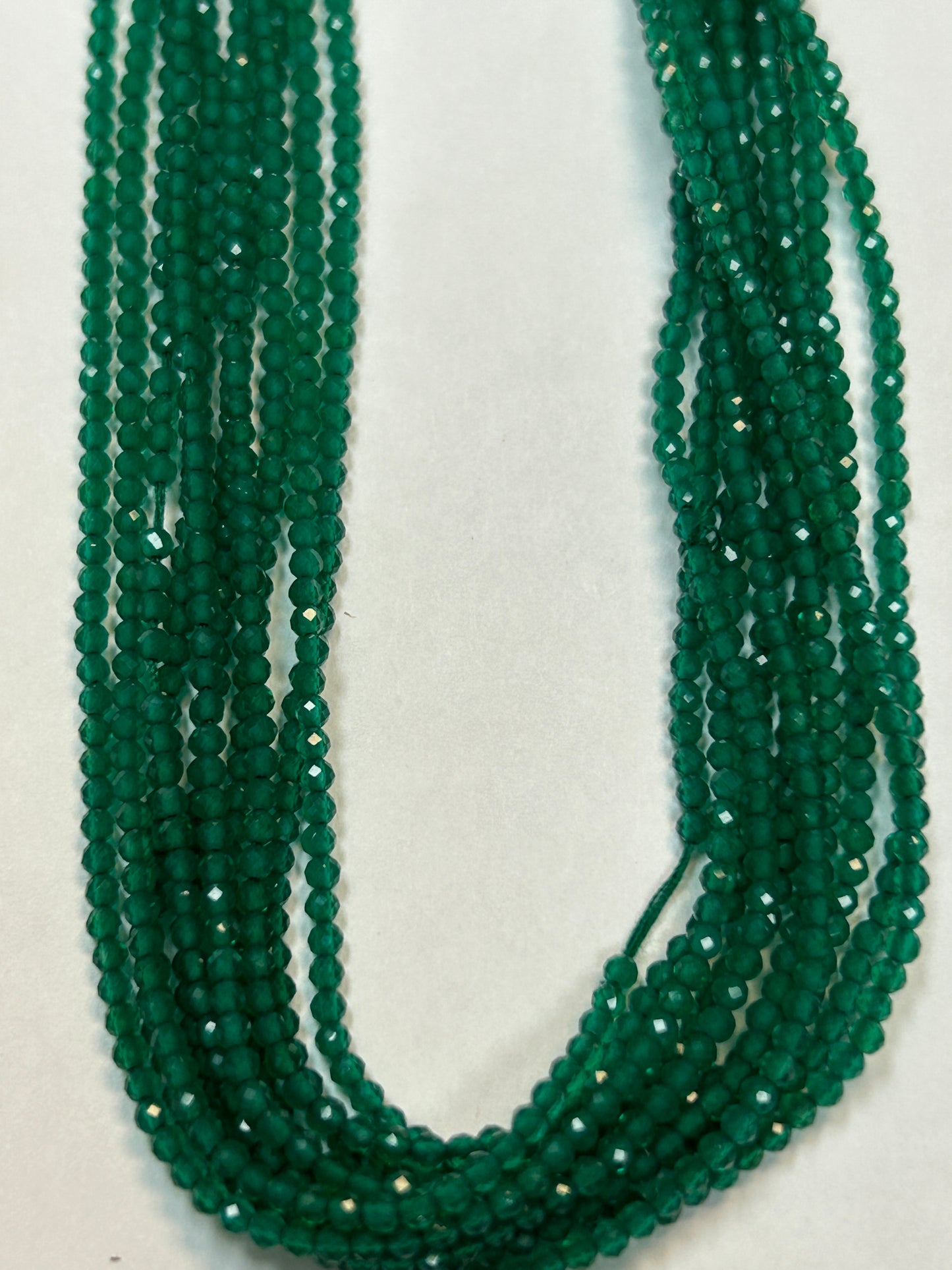 Onyx, GREEN ONYX ROUND FACETED 2-3mm