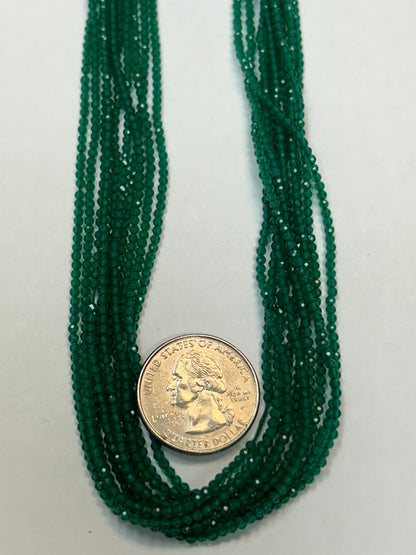 Onyx, GREEN ONYX ROUND FACETED 2-3mm