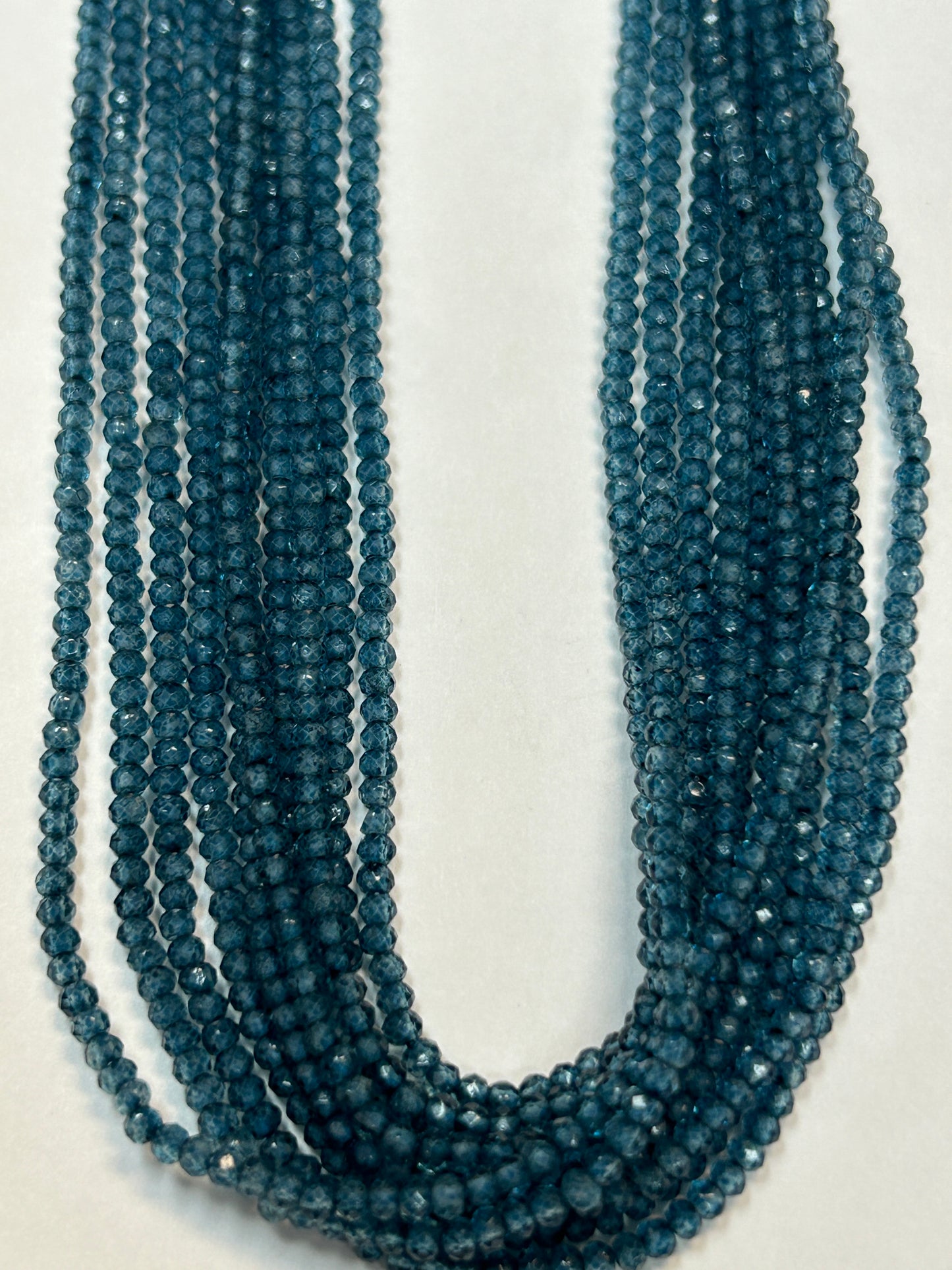 Quartz, LONDON BLUE COATED QUARTZ  ROUND FACETED 3-4MM