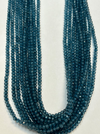 Quartz, LONDON BLUE COATED QUARTZ  ROUND FACETED 3-4MM