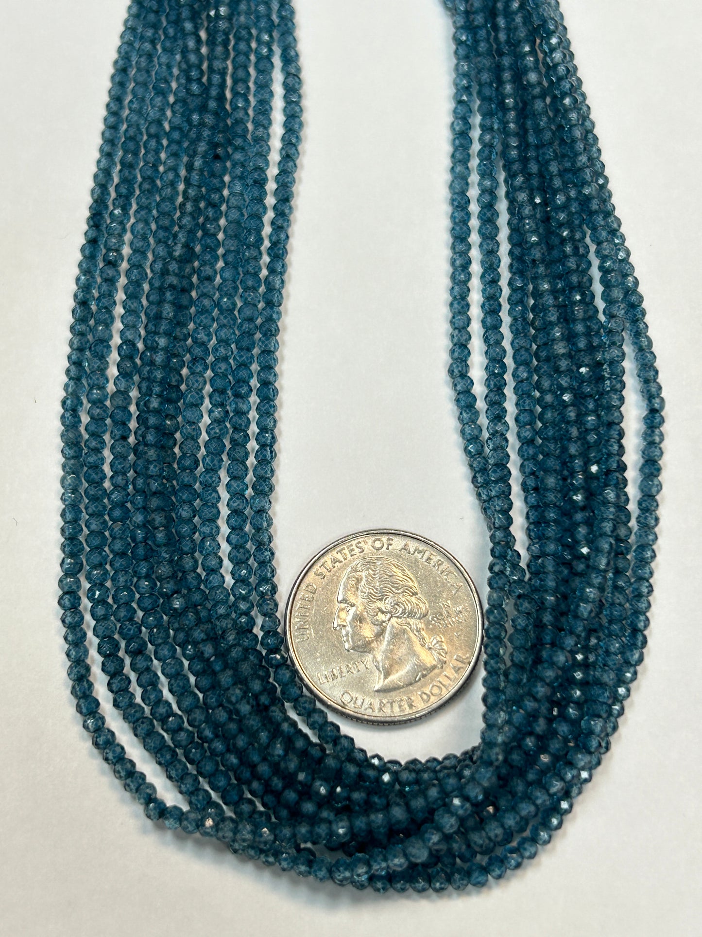 Quartz, LONDON BLUE COATED QUARTZ  ROUND FACETED 3-4MM