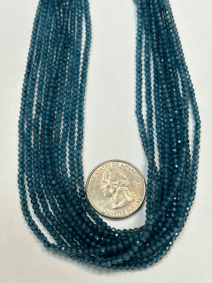 Quartz, LONDON BLUE COATED QUARTZ  ROUND FACETED 3-4MM