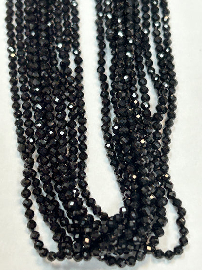 Spinel, BLACK SPINEL ROUND FACETED 2-2.50 MM