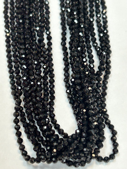 Spinel, BLACK SPINEL ROUND FACETED 2-2.50 MM