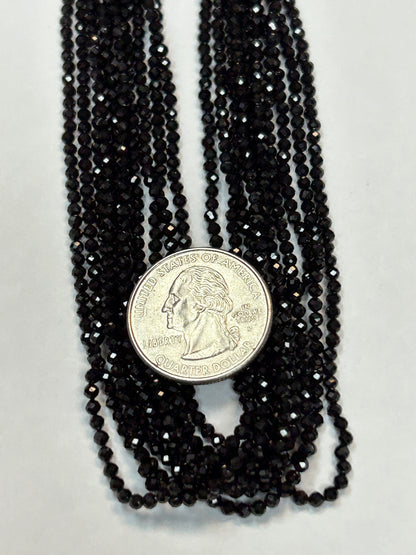 Spinel, BLACK SPINEL ROUND FACETED 2-2.50 MM