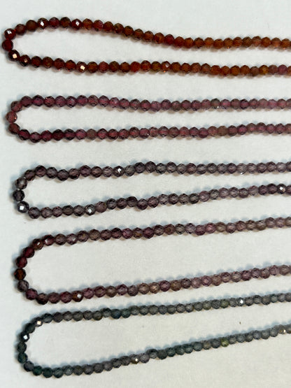 SPINEL, MULTI SPINEL ROUND FACETED 2-3MM