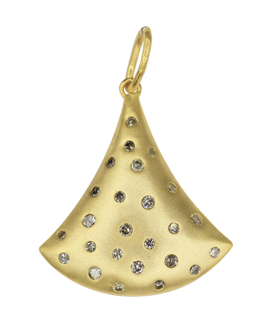 Art Deco Shape 14k Solid Gold Diamond Pendants.