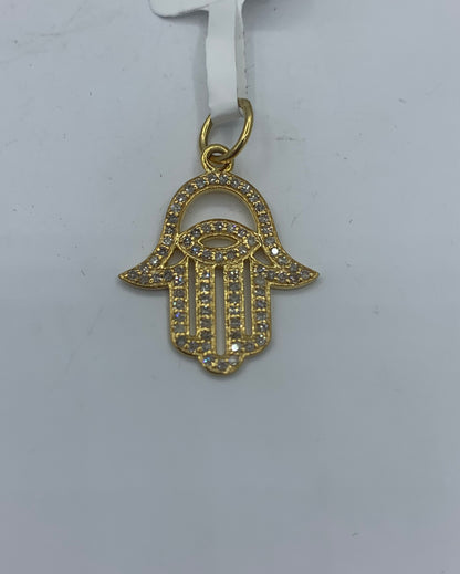 14k Solid Gold Diamond Hamsa Hand