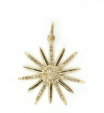 Star 14k Solid Gold Diamond Pendants
