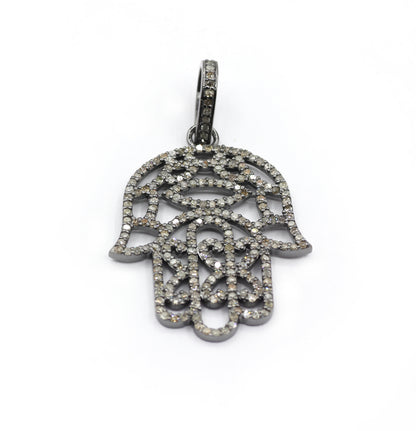 Hamsa Hand Pave Diamond Pendant