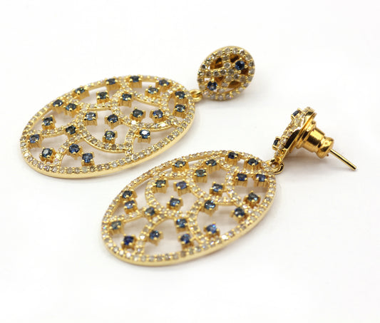 Oval 14k Solid Gold Diamond Earring