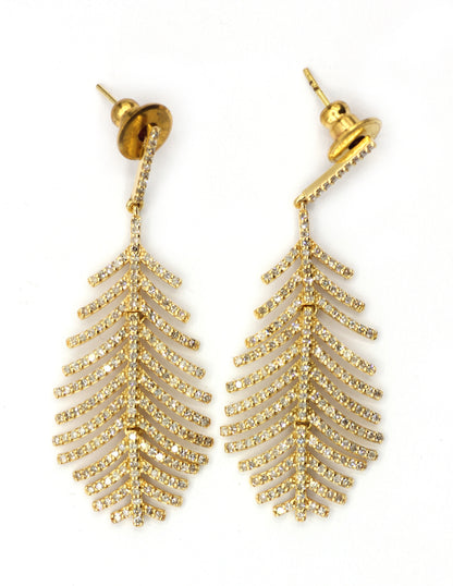 Leaf 14k Solid Gold Diamond Earring