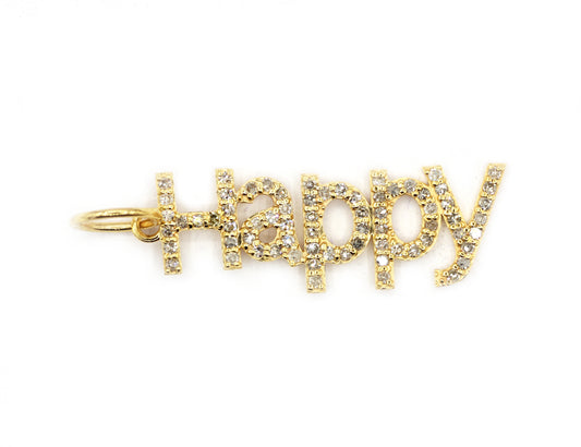 Happy 14k Solid Gold Diamond Pendants.