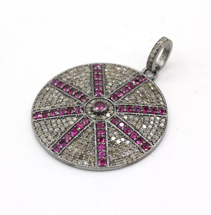 Round Pave Diamond Pendant