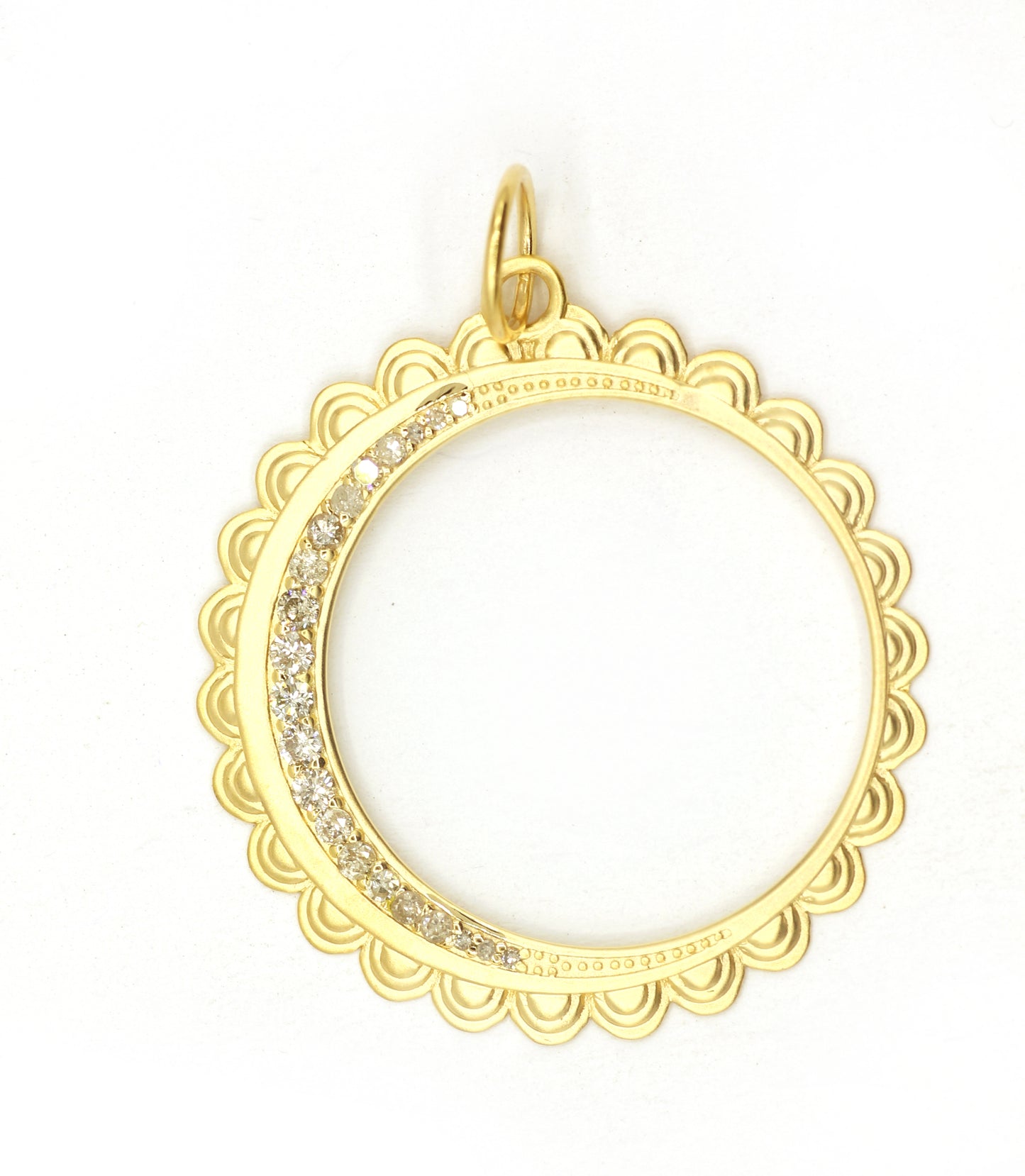 Round 14k Solid Gold Diamond Pendants.