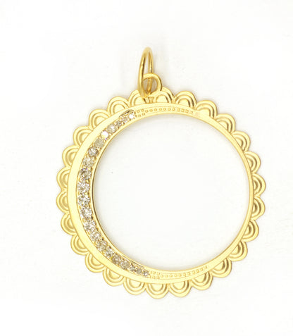 Round 14k Solid Gold Diamond Pendants.