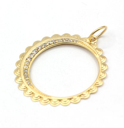 Round 14k Solid Gold Diamond Pendants.